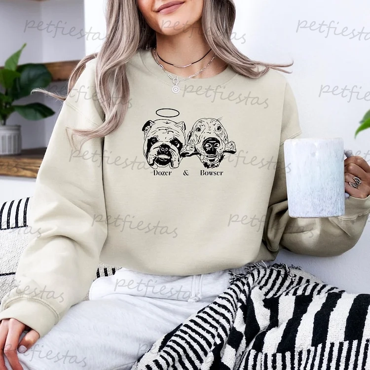 Custom Pet Photo + Name Priting T-shirt Custom Dog Cat Graphic Tee Sweatshirt Hoodie