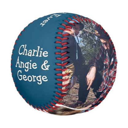 Modern Blue 3 Photo Best Dad Ever Baseball