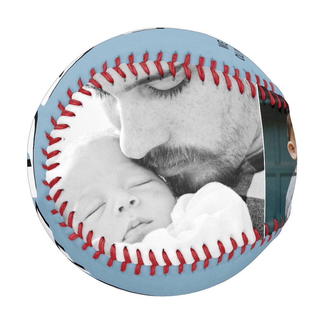 Daddy Dusty Blue Father`s Day 3 Photo Collage Baseball