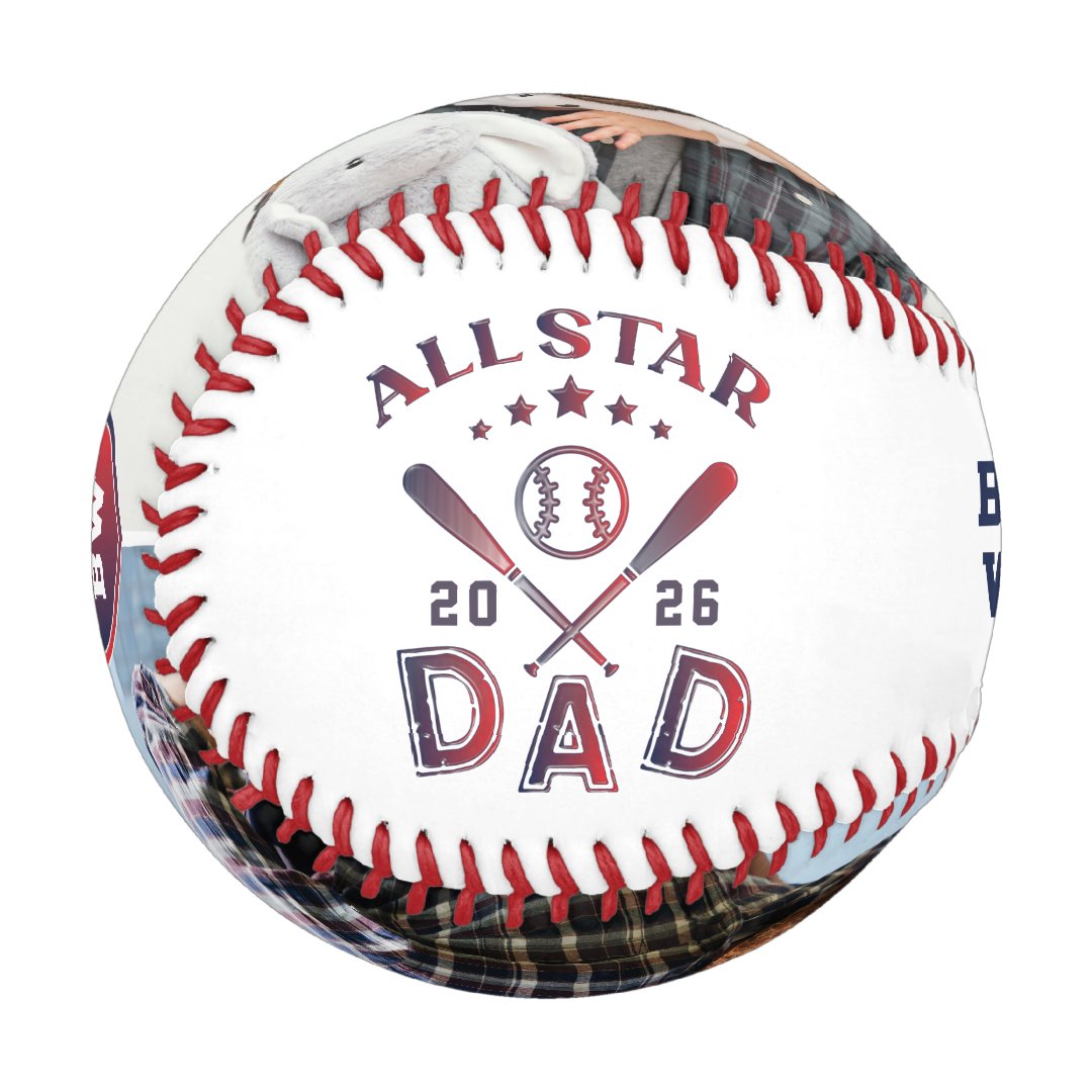 All Star Dad Photo Monogram Baseball
