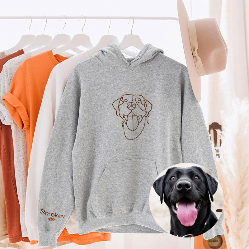 Custom Embroidered Pets Hoodie,Personalised one-line Pet Sweatshirt