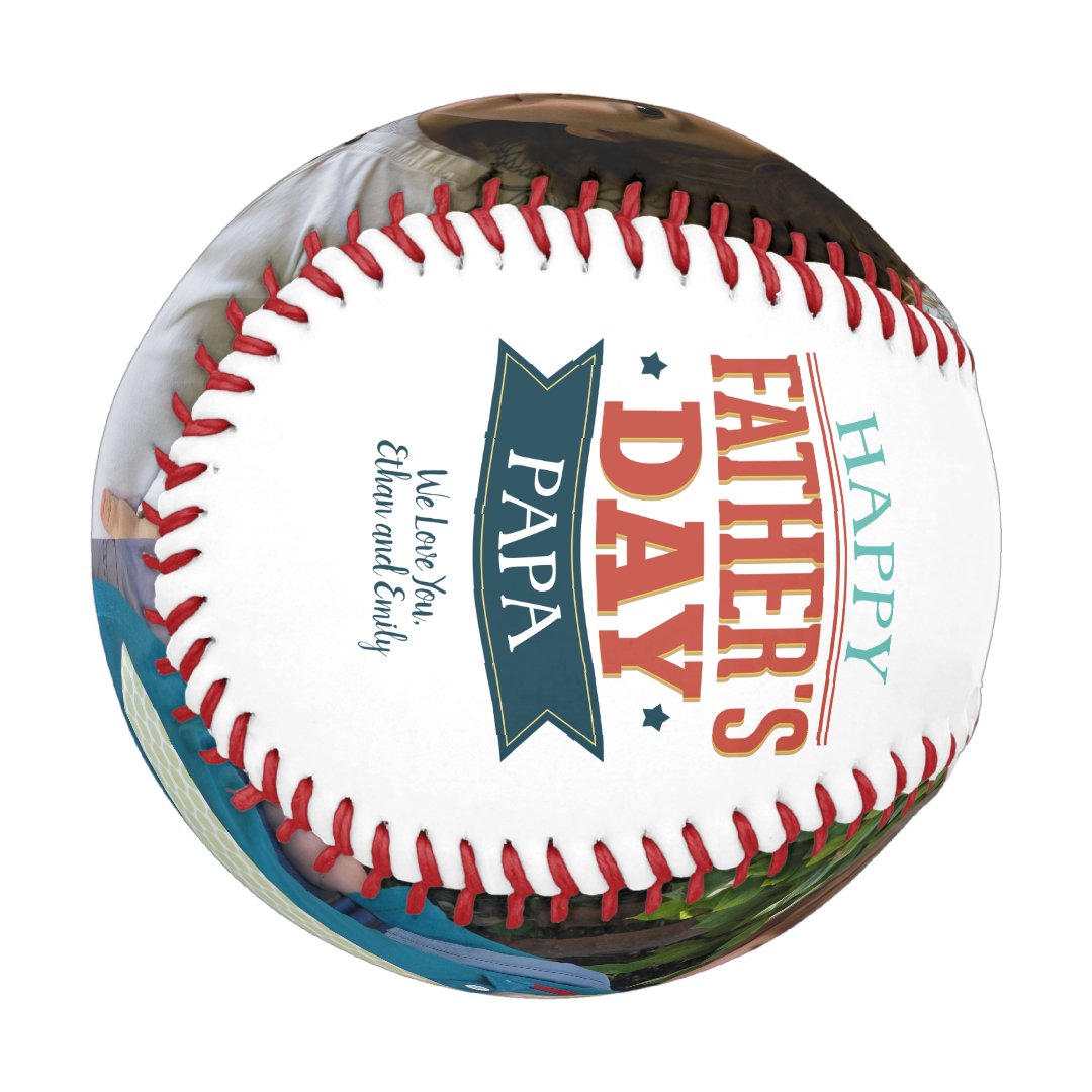 Custom Photo Happy Father's Day Papa Baseball And Softball