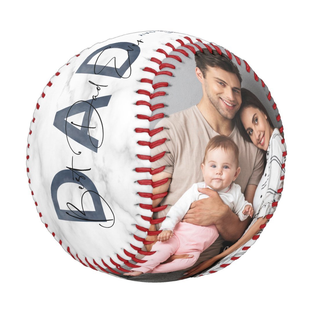 Dusty Blue Best Dad Ever First Fathers Day Photo Baseball And Softball