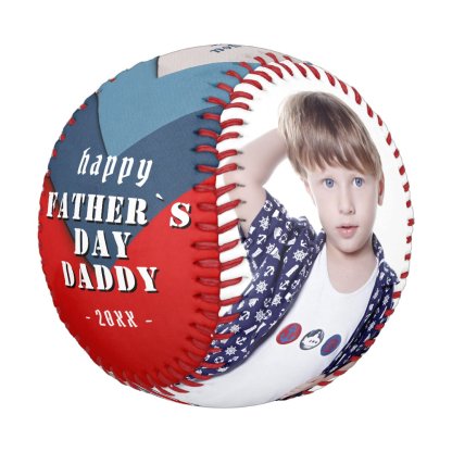 Happy Father`s Day Blue Red 2 Photo Collage Baseball And Softball