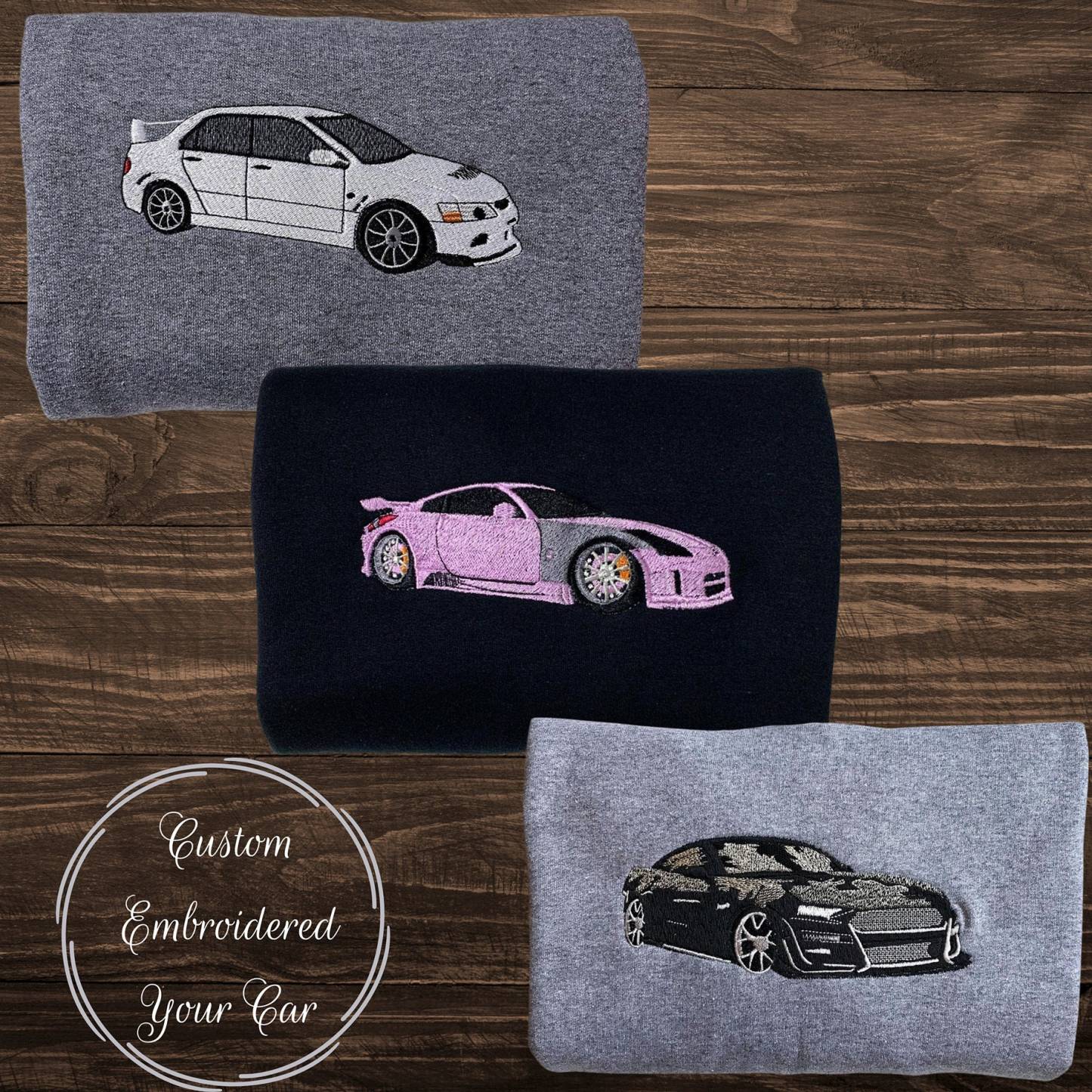 Custom Embroidered Car Hoodie, Car Photo Embroidered, Custom Car Hoodie
