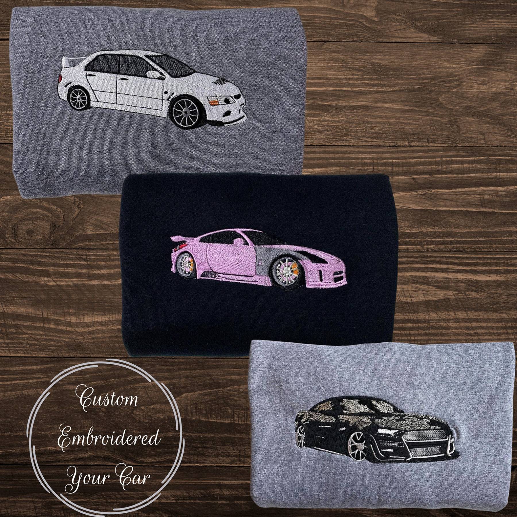 Custom Embroidered Car Hoodie, Car Photo Embroidered, Custom Car Hoodie
