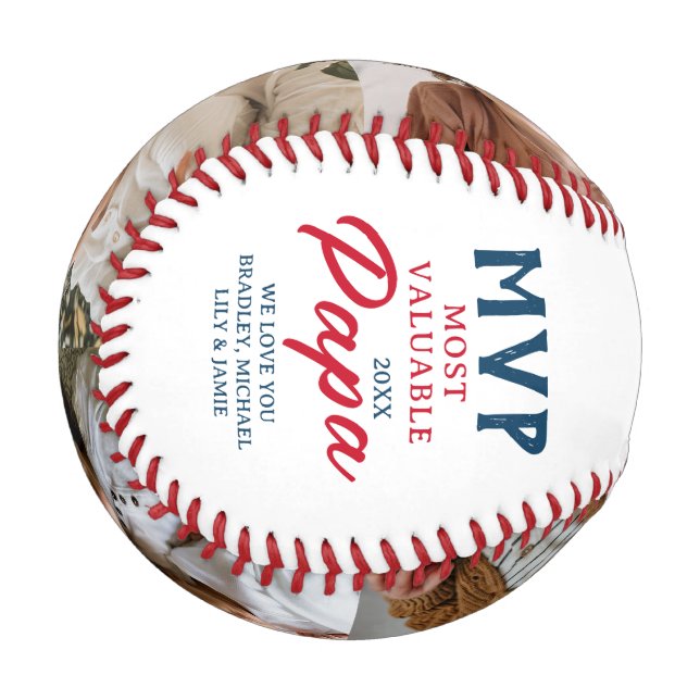 MVP Most Valuable Papa Two Photo Custom Baseball
