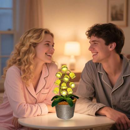 Handmade Crocheted Lily of the Valley LED Lantern - Valentine's Day, Mother's Day Gift (Comes with Exquisite Gifts), Cute Ornament, Warm-light home, Bedside desk decor, valentine's day decor, ramadan decoration 2026