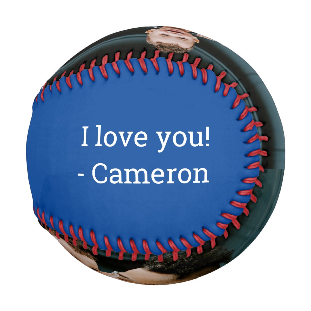 Best Dad EVER Typography Custom photos blue Baseball