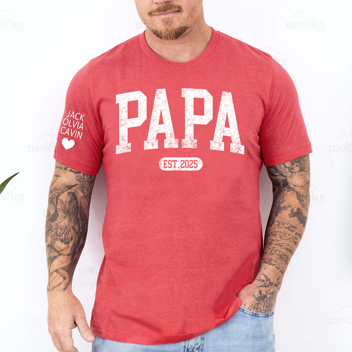 Personalized Papa Shirt With Est Year, Custom Dad Shirt, Gift for Papa, Papa with Est Date