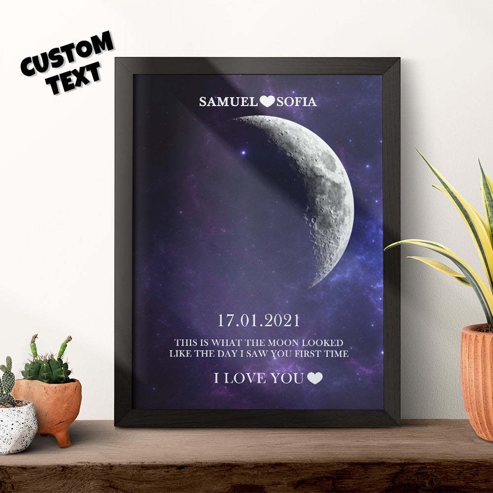 Custom Art Frame/ REAL MOON PHASE, Gifts For Dad/Mom/Couples