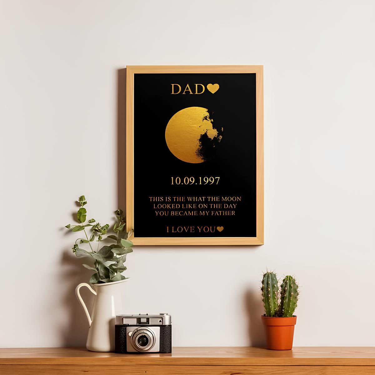 Custom Art Frame/ REAL MOON PHASE, Gifts For Dad/Mom/Couples