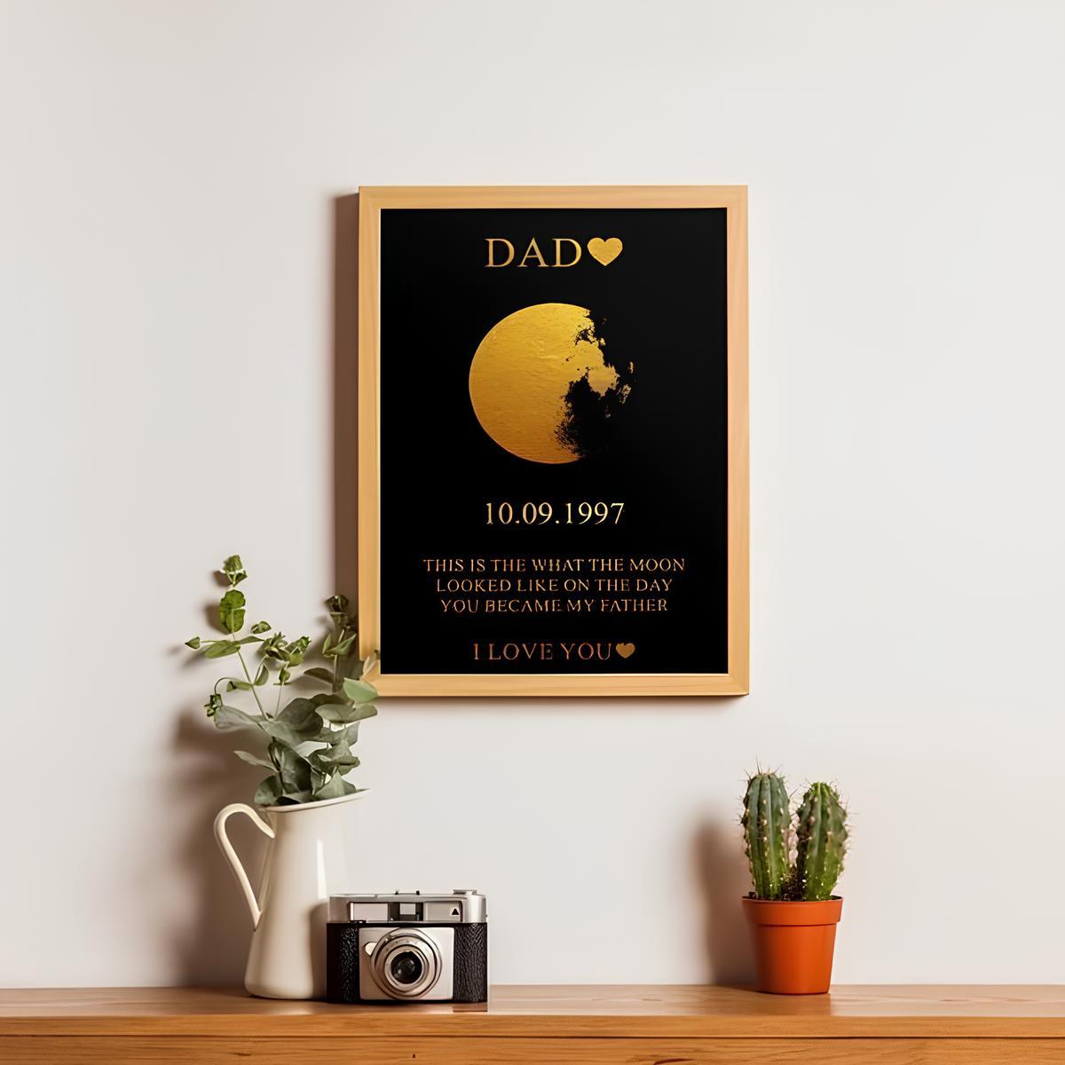 Custom Art Frame/ REAL MOON PHASE, Gifts For Dad/Mom/Couples