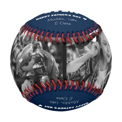 Father's Day Best Dad Ever Photos Personalized Baseball
