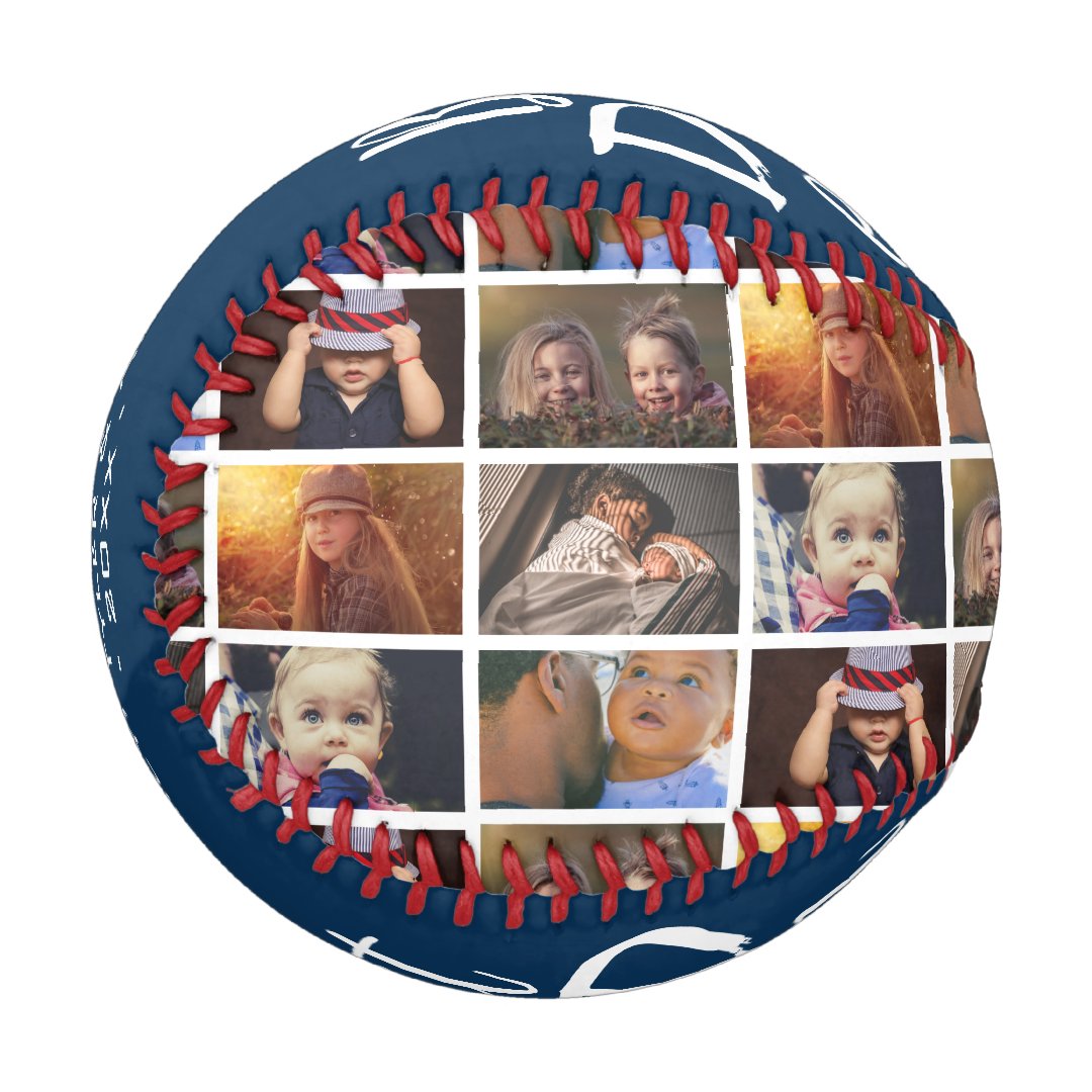 Best Dad Ever Blue 6 Photo Collage Baseball