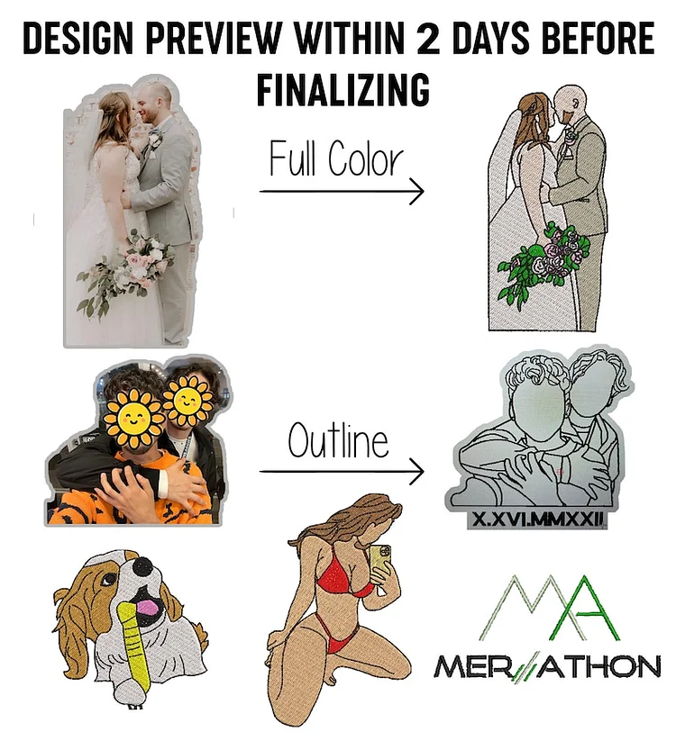 Custom Embroidered Sweatshirt Portrait Couple Family Gift