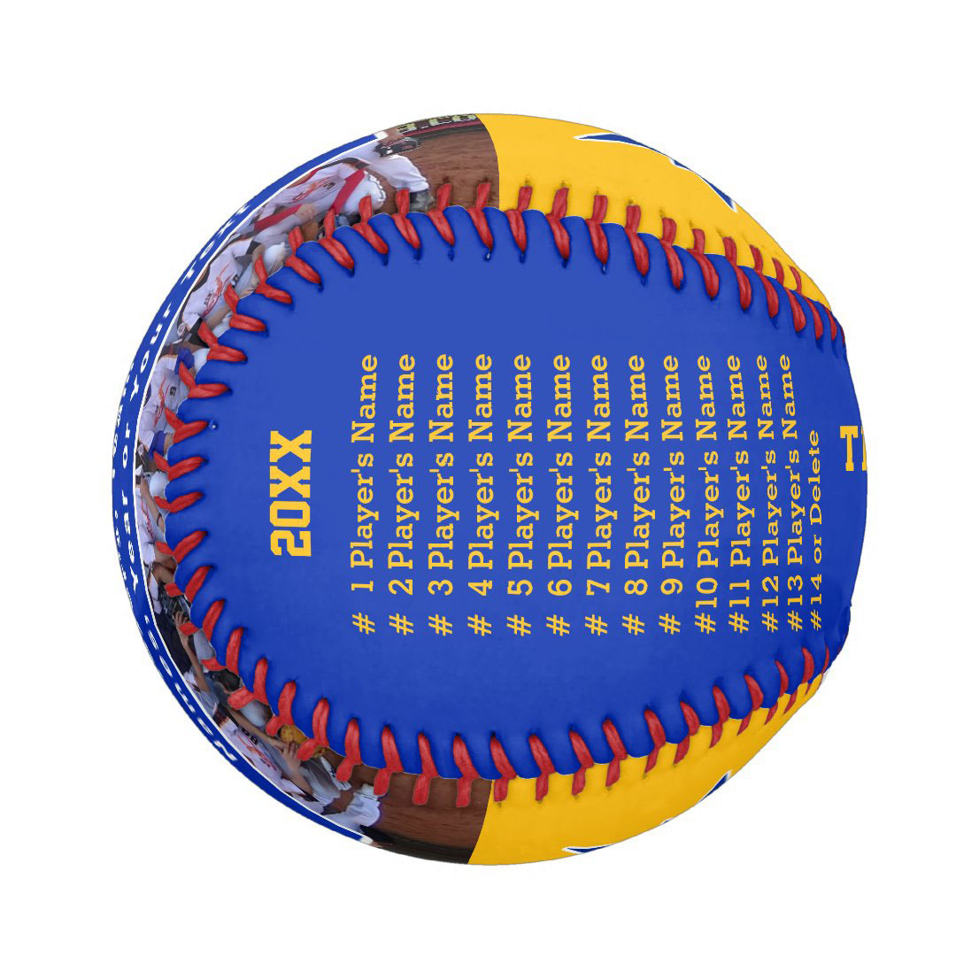 Team, The Best Partner!  Baseball Team Best Partner, Custom Photo Text Blue Gold Baseball And Softball