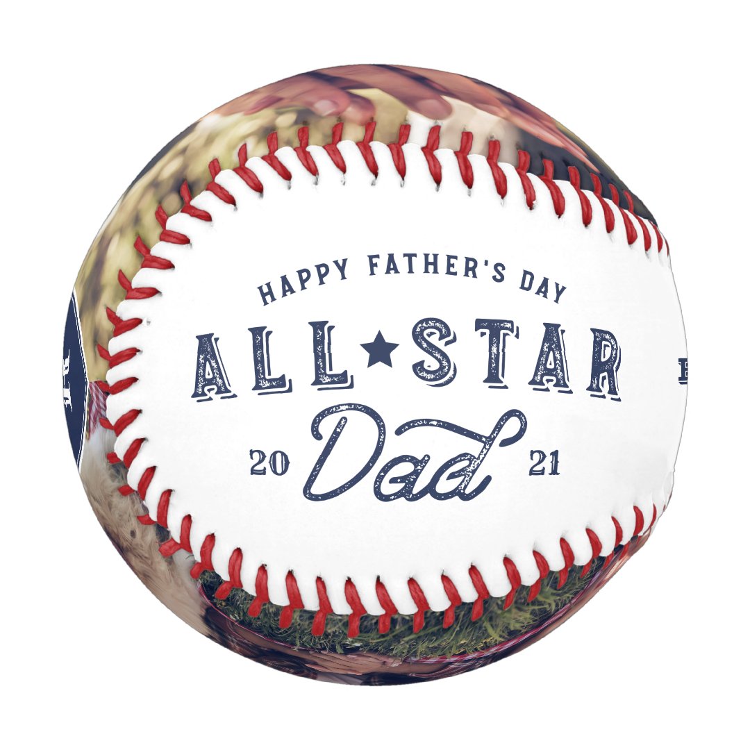 All Star Dad | Happy Father's Day Photo & Monogram Baseball And Softball