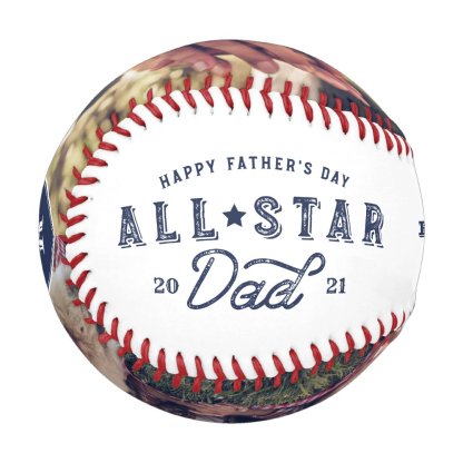 All Star Dad | Happy Father's Day Photo & Monogram Baseball And Softball