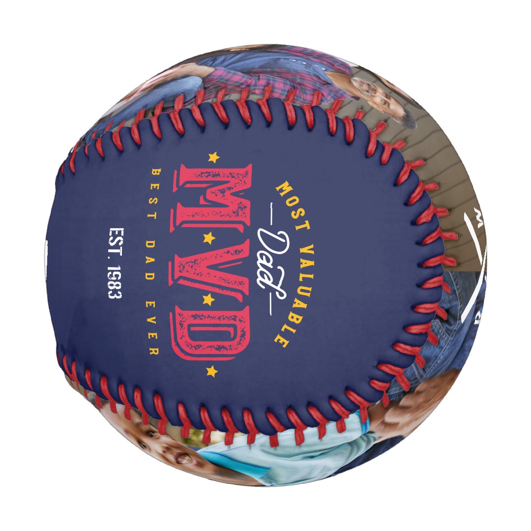 Most Valuable Dad | MVP Custom Two Photo Monogram Baseball