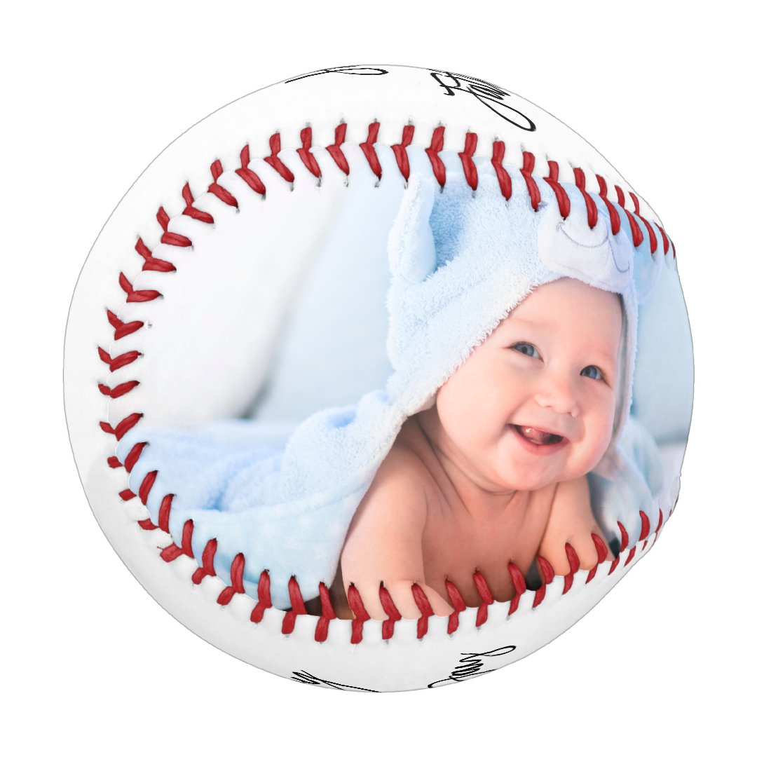 Happy Father's Day 2 Photo Brush Script Baseball And Softball