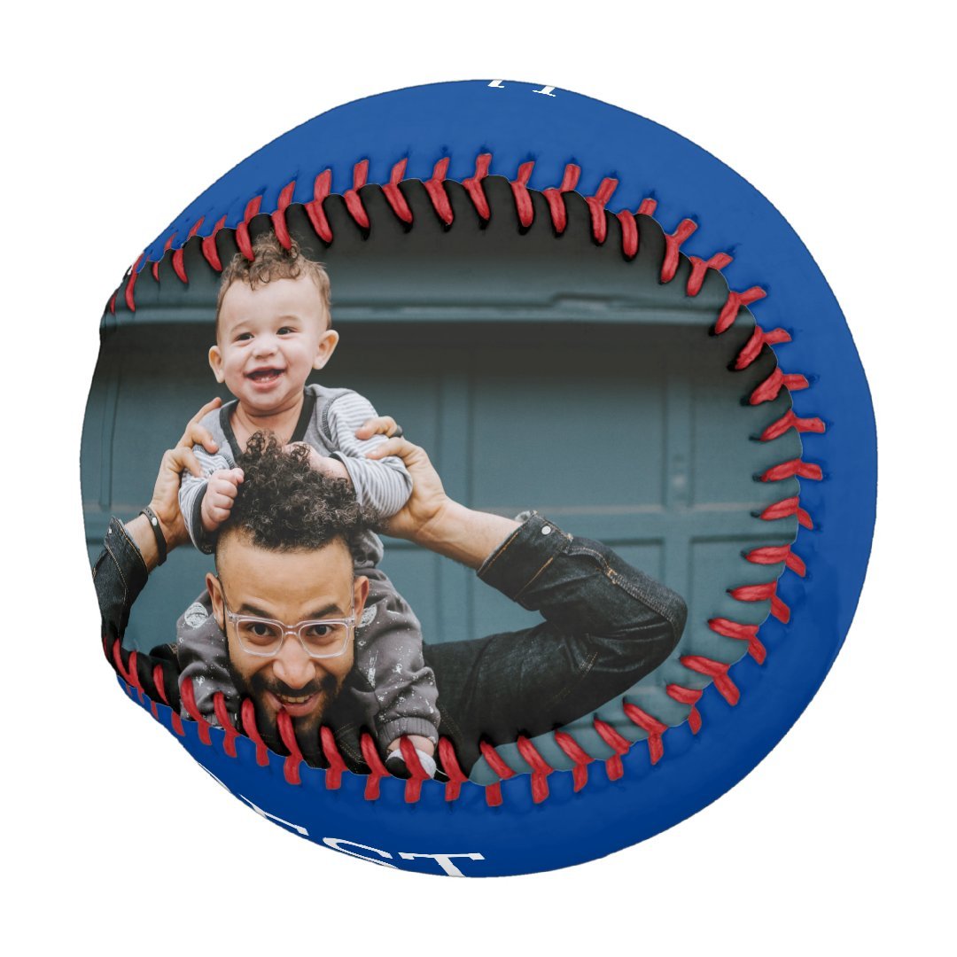 Best Dad EVER Typography Custom photos blue Baseball