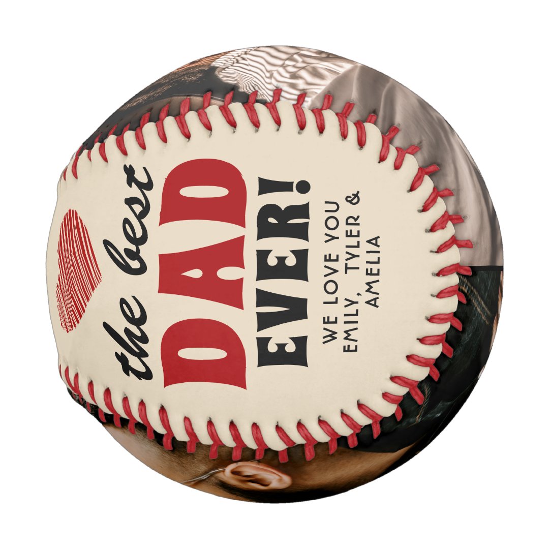 Best Dad Ever Red Heart Father`s Day 2 Photo Baseball