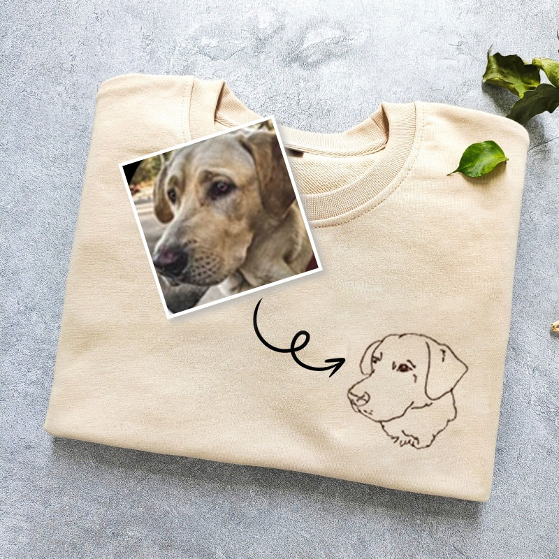 Custom Pet Embroidered Sweatshirt,Custom Dog Portrait,Embroidered Sweatshirt,Custom Pet Gifts