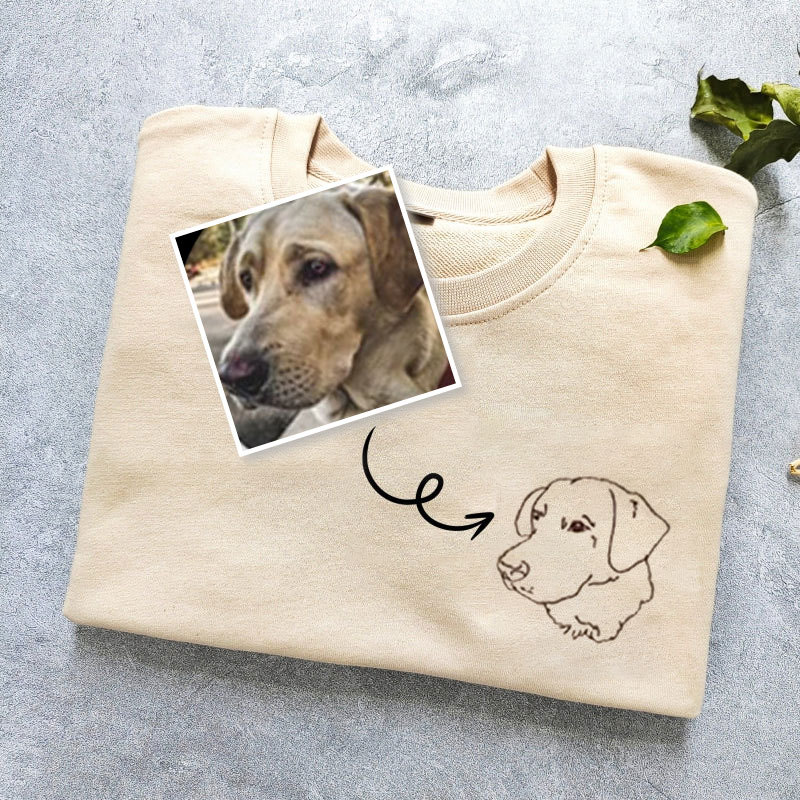 Custom Pet Embroidered Sweatshirt,Custom Dog Portrait,Embroidered Sweatshirt,Custom Pet Gifts