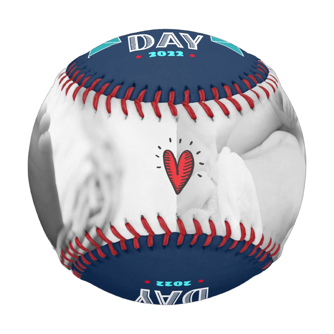 Happy 1st Father’s Day, Bold Typography, Aqua Navy Baseball And Softball
