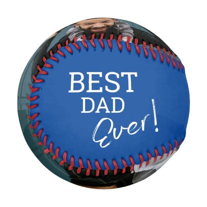 Best Dad EVER Typography Custom photos blue Baseball