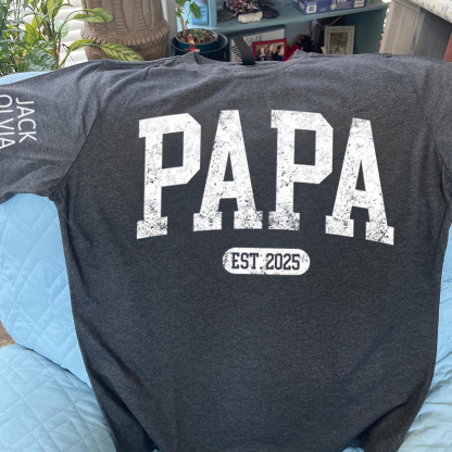 Personalized Papa Shirt With Est Year, Custom Dad Shirt, Gift for Papa, Papa with Est Date