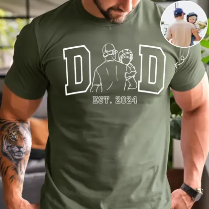Line Art Dad Tribute Sweatshirt with Kid's Name on Sleeve