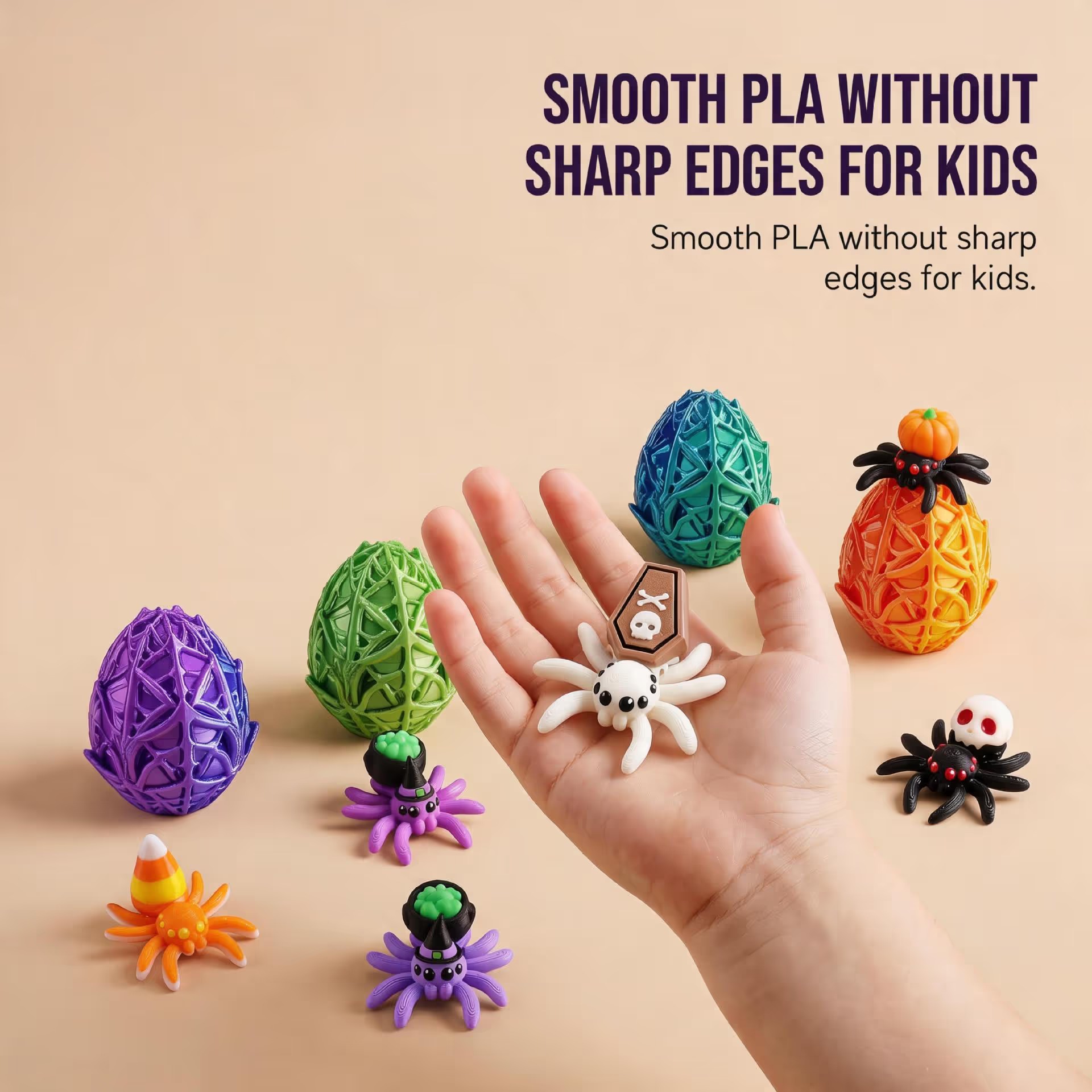 🎃Halloween 3D Printed Spider Egg Set Creative Posable Spider Figurines Hatching Surprise Eggs Kids Holiday Toys🕷️