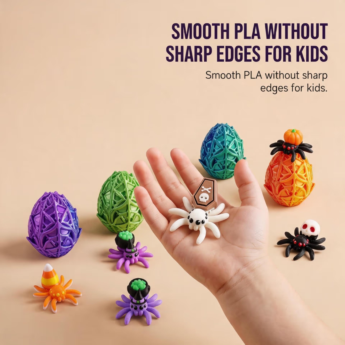 🎃Halloween 3D Printed Spider Egg Set Creative Posable Spider Figurines Hatching Surprise Eggs Kids Holiday Toys🕷️