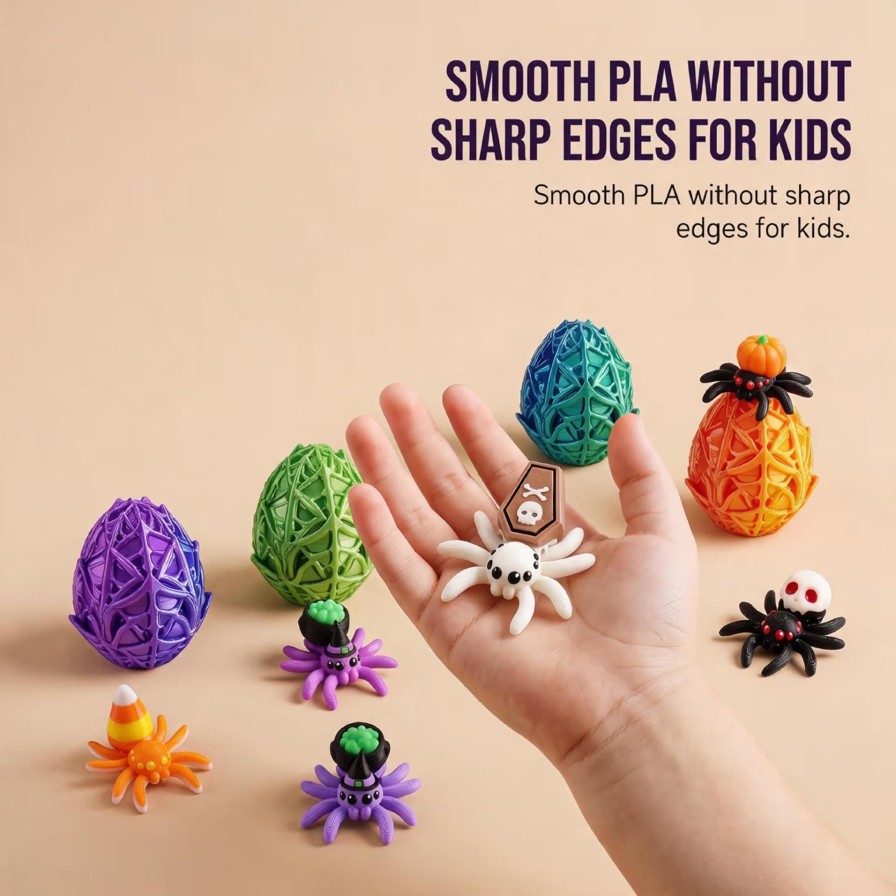 🎃Halloween 3D Printed Spider Egg Set Creative Posable Spider Figurines Hatching Surprise Eggs Kids Holiday Toys🕷️