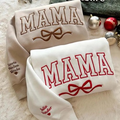 Custom Bow College Mama Embroidered Sweatshirt