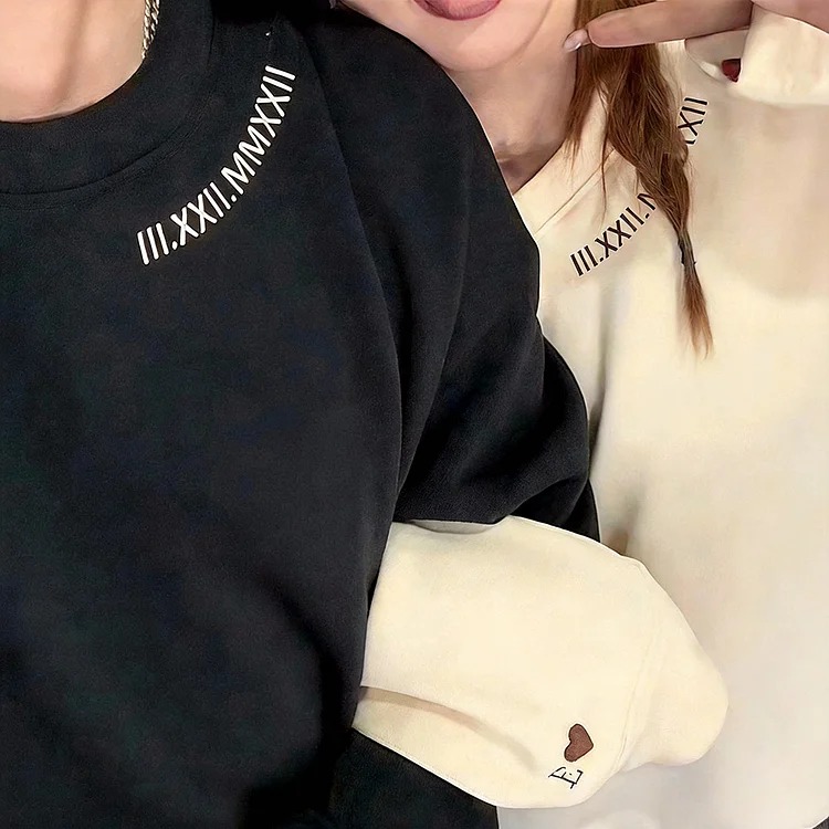 Personalized Hoodie Embroidered Roman Numeral Date and Initial Unique Gift for Anniversary