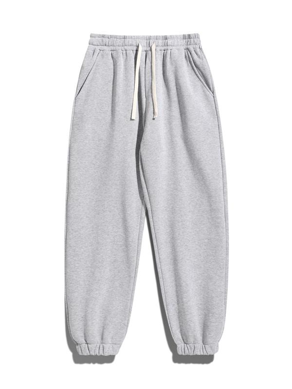 Men's Regular Fit Solid Drawstring Waist Athleisure Sweatpant