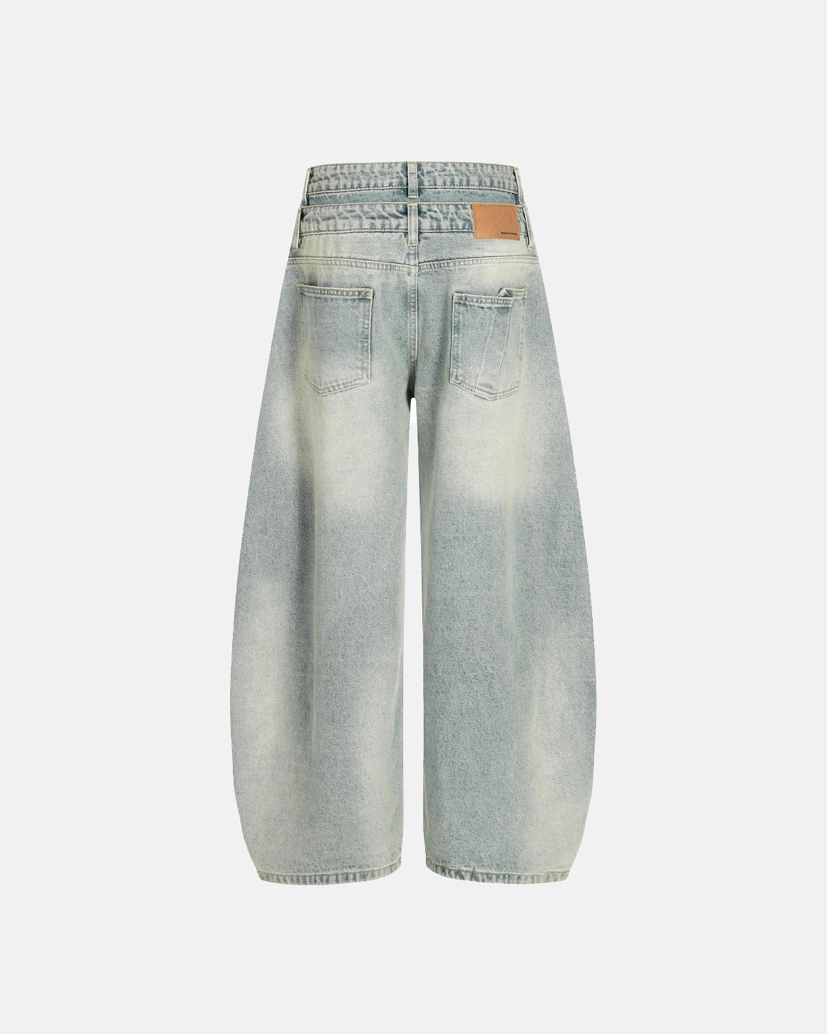 Double Waist Acid Washed Baggy Jeans