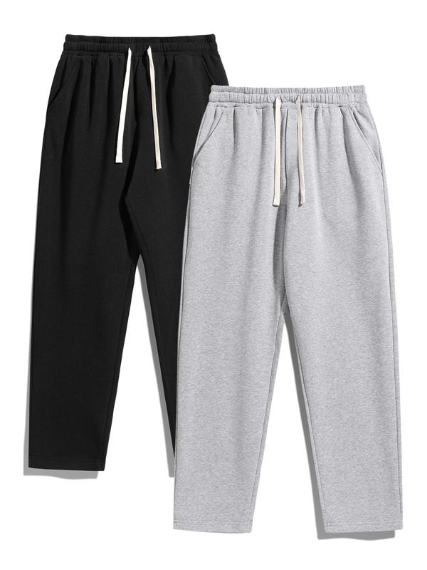 Men's Regular Fit Solid Drawstring Waist Athleisure Sweatpant