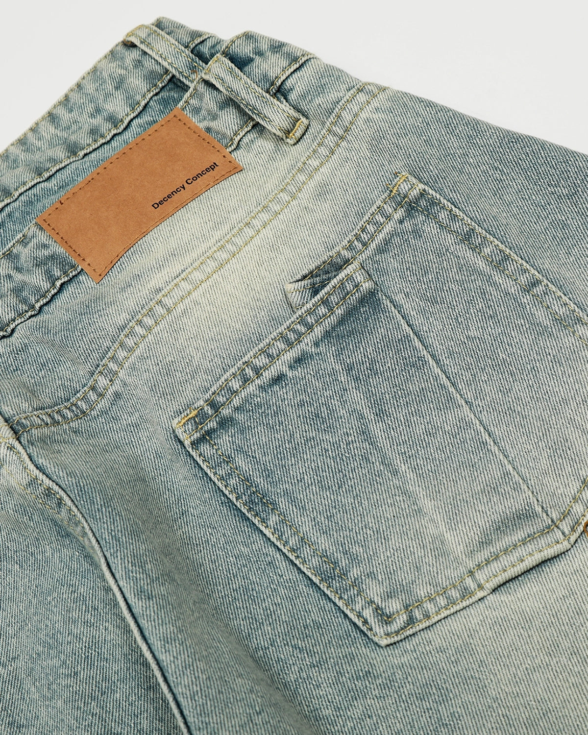 Double Waist Acid Washed Baggy Jeans