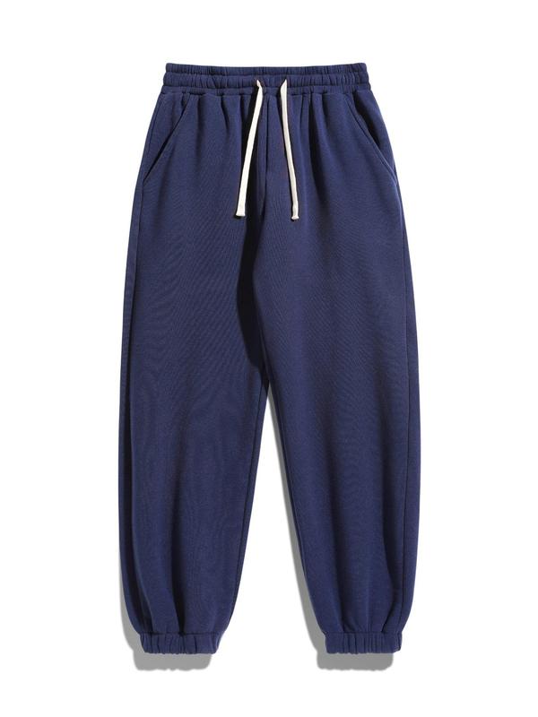 Men's Regular Fit Solid Drawstring Waist Athleisure Sweatpant