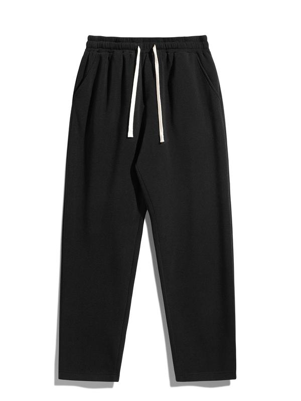 Men's Regular Fit Solid Drawstring Waist Athleisure Sweatpant