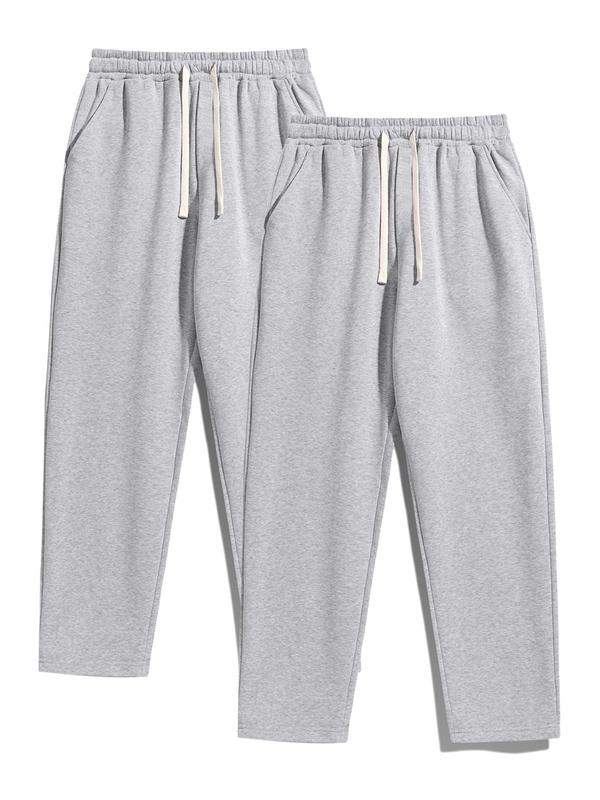 Men's Regular Fit Solid Drawstring Waist Athleisure Sweatpant