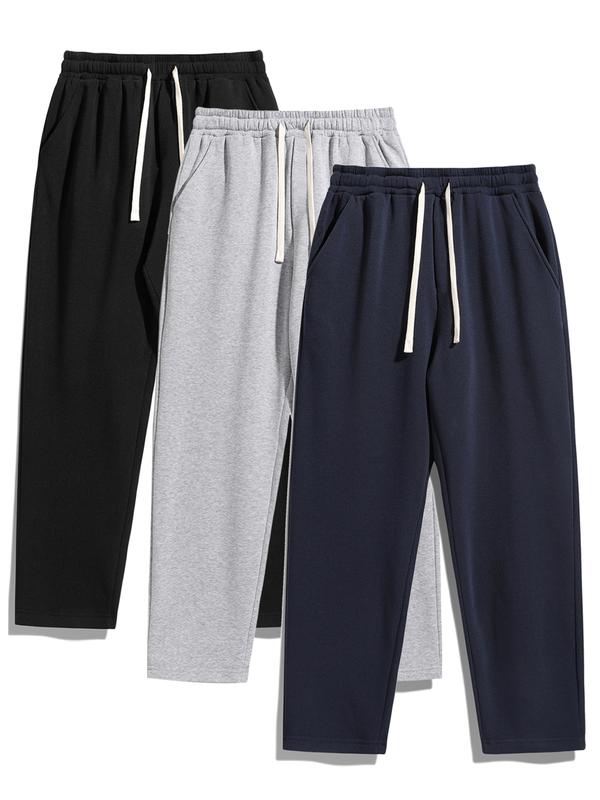 Men's Regular Fit Solid Drawstring Waist Athleisure Sweatpant
