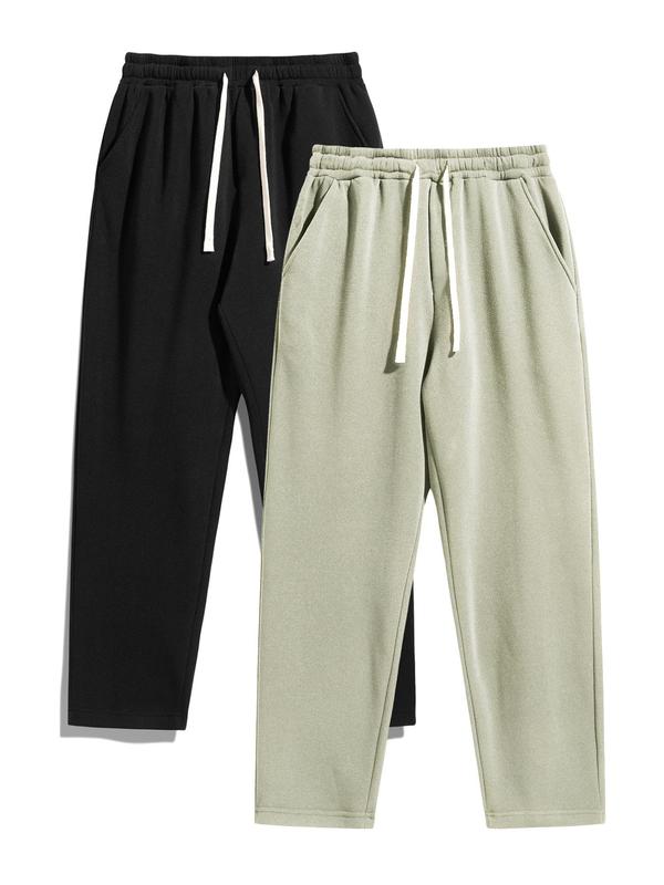 Men's Regular Fit Solid Drawstring Waist Athleisure Sweatpant