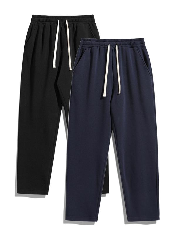 Men's Regular Fit Solid Drawstring Waist Athleisure Sweatpant