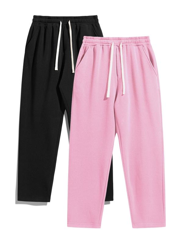 Men's Regular Fit Solid Drawstring Waist Athleisure Sweatpant