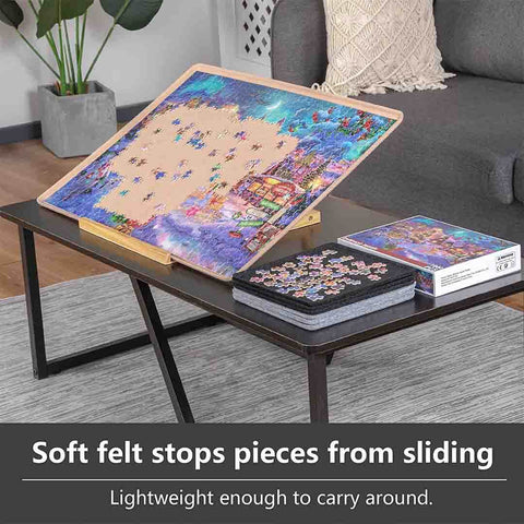 Jigsaw Puzzle Board Portable Felt Puzzle Mat Puzzle Storage Puzzle Saver with 6 Sorting Trays